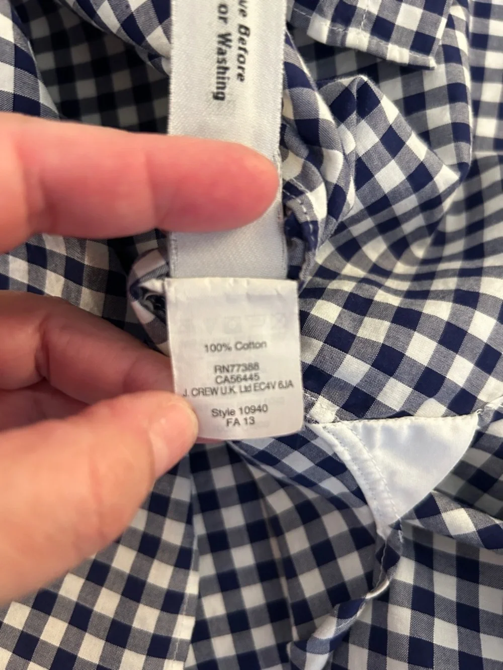 J. Crew Men's Ludlow‎ Blue & White Check Long Sleeve Classic Button Down Shirt
